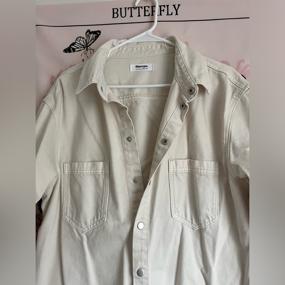 Cream colored denim Shacket